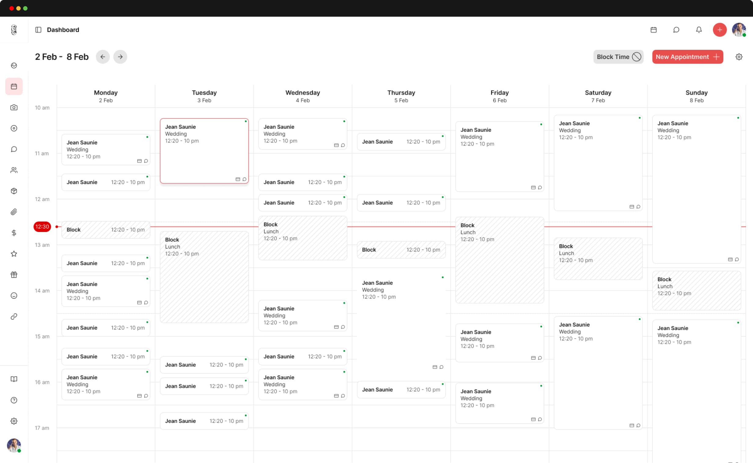 Glamfinder booking calendar